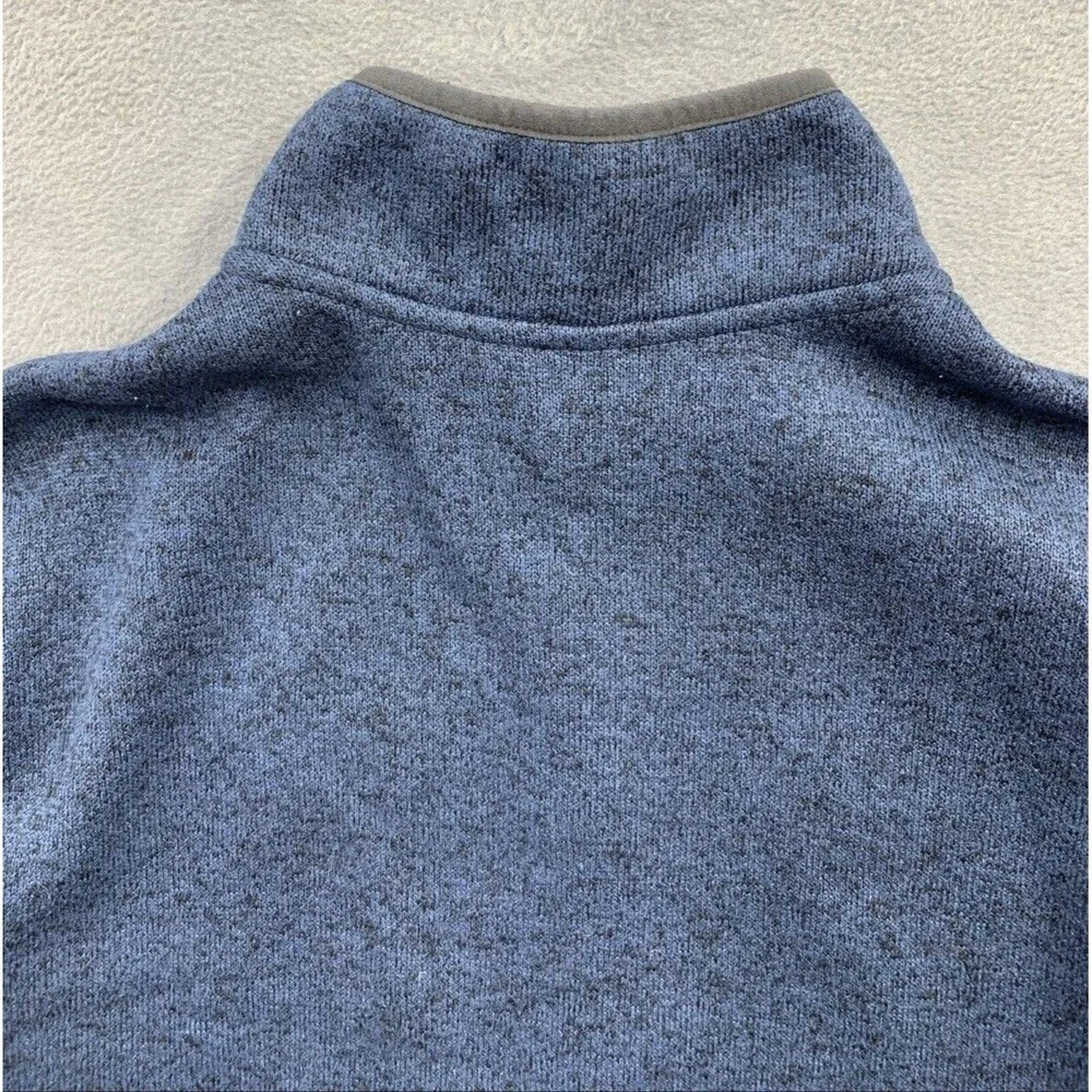 Eddie Bauer Sweater Adult Men Large Dark Blue Fleece Henley Pullover Snap Button